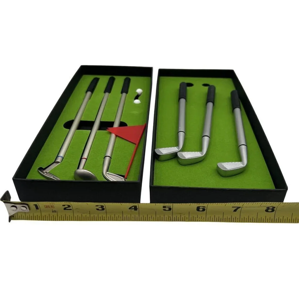 Mini Golf Club 6 Pens Two Sets Desktop Putting Game Accessories Office Dad Gift